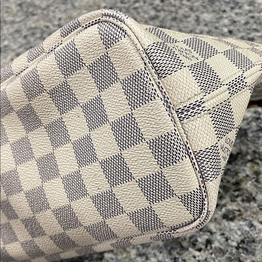 Louis Vuitton Damier Azur Canvas Tote with Brown Leather Trim - Picture 10 of 14
